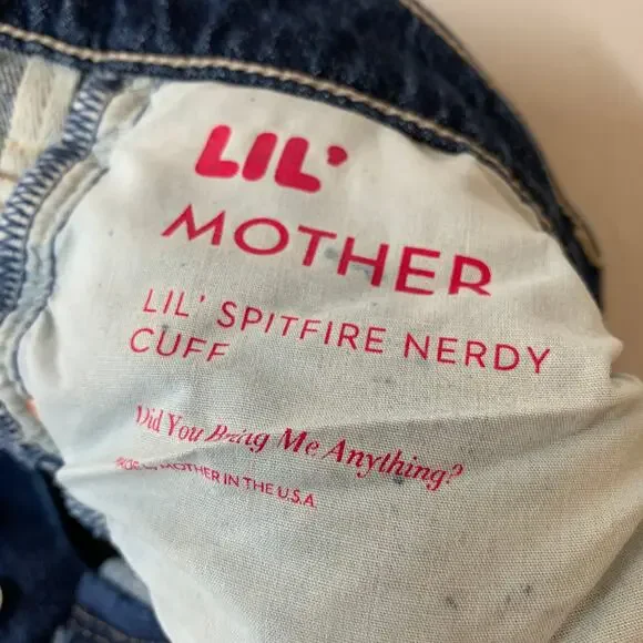 MOTHER Lil Spitfire Nerdy Cuff Jeans 26 Did You Bring Me Anything High Rise USA